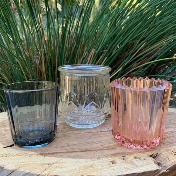 Set of 3 vintage glass votive cups